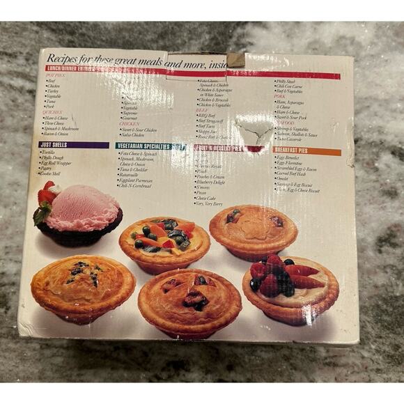 1993 Sunbeam Oster Mini Pie Maker Model 4805 Box Recipes Pie Rings - Picture 2 of 6